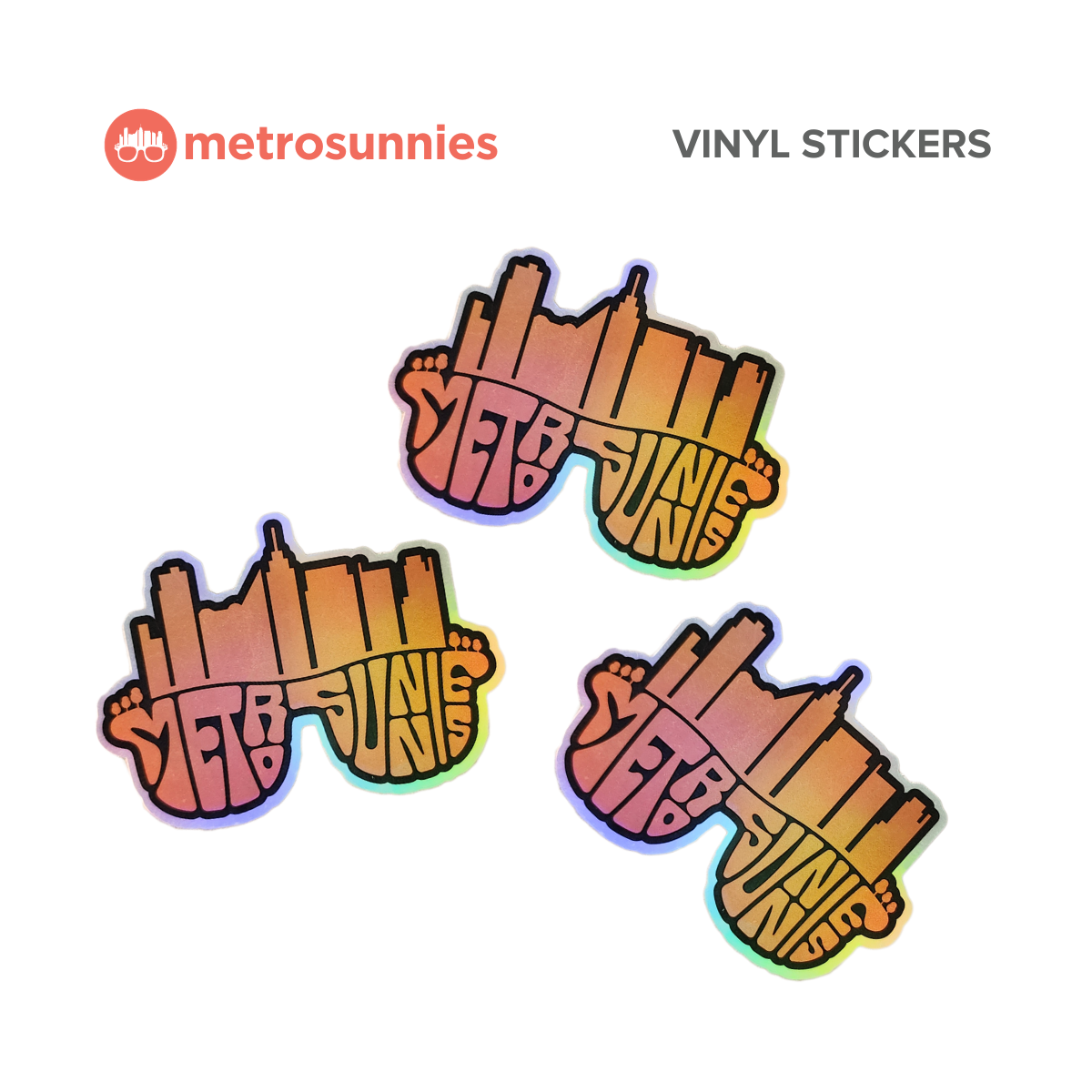 MetroSunnies Hologram Logo Waterproof Sticker Pack