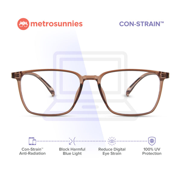 MetroSunnies Maverick Specs (Champagne) / Con-Strain Blue Light / Anti-Radiation Computer Eyeglasses