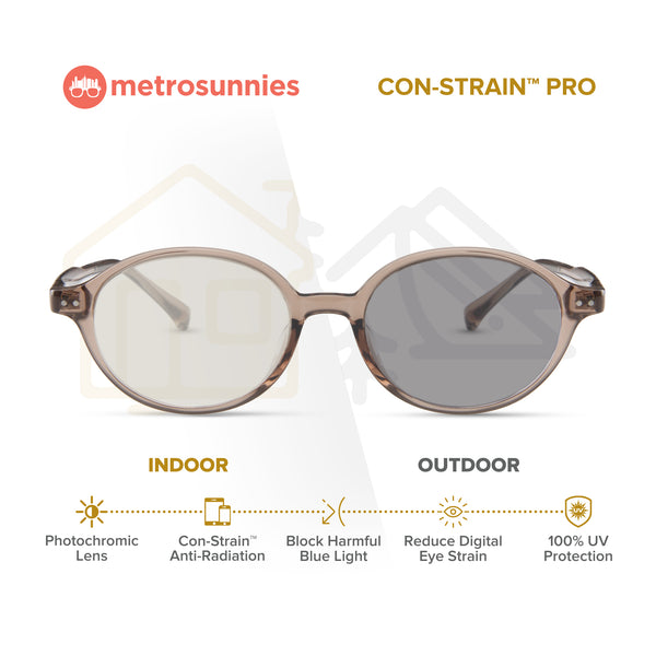 MetroSunnies Oliver Specs (Nude) Con-Strain Anti Radiation Replaceable Lens Eyeglasses Women Men Blue Light Sunnies Eyewear
