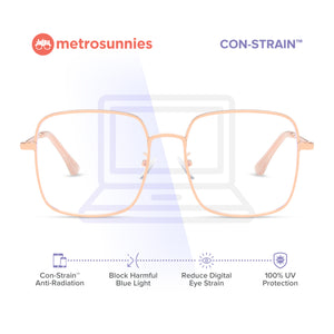 MetroSunnies Oslo Specs (Rose Gold) / Con-Strain Blue Light / Anti-Radiation Computer Eyeglasses