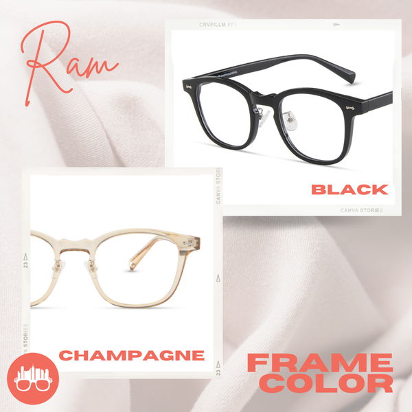 MetroSunnies Ram Specs (Champagne) Con-Strain Anti Radiation Replaceable Lens Eyeglasses Women Men Blue Light Sunnies Eyewear