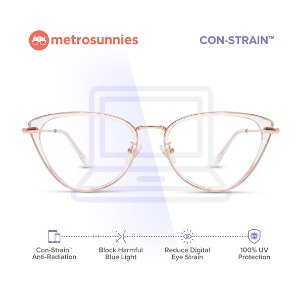 MetroSunnies Ravenna Cat Eye Eyeglasses Con-Strain Anti-Radiation Photochromic in Clear Eyewear