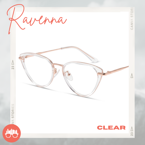 MetroSunnies Ravenna Cat Eye Eyeglasses Con-Strain Anti-Radiation Photochromic in Clear Eyewear