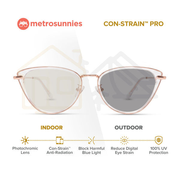 MetroSunnies Ravenna Cat Eye Eyeglasses Con-Strain Anti-Radiation Photochromic in Clear Eyewear