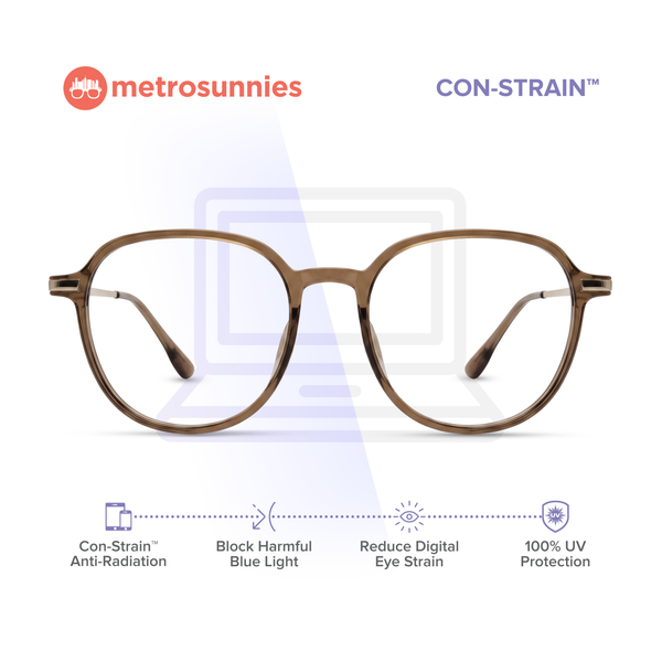 MetroSunnies Regina Specs (Nude) Con-Strain Anti Radiation Eyeglasses Women Men Blue Light Eyewear