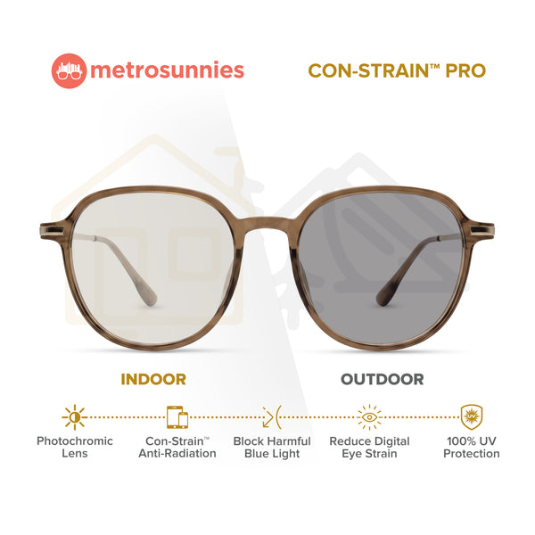 MetroSunnies Regina Specs (Nude) Con-Strain Anti Radiation Eyeglasses Women Men Blue Light Eyewear