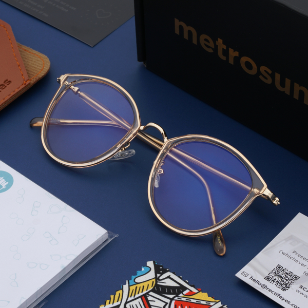 MetroSunnies Rei Specs (Champagne) / Con-Strain Blue Light / Anti-Radiation Computer Eyeglasses