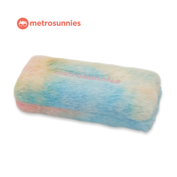 MetroSunnies Sassy Plush Faux Fur Hard Case Eyewear Case Holder for Sunnies and Specs (Rainbow)