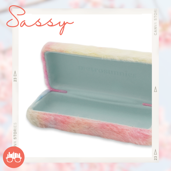 MetroSunnies Sassy Plush Faux Fur Hard Case Eyewear Case Holder for Sunnies and Specs (Rainbow)