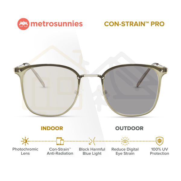 MetroSunnies Shelby Specs (Moss) Con-Strain Anti Radiation Replaceable Lens Eyeglasses Women Men Blue Light Eyewear