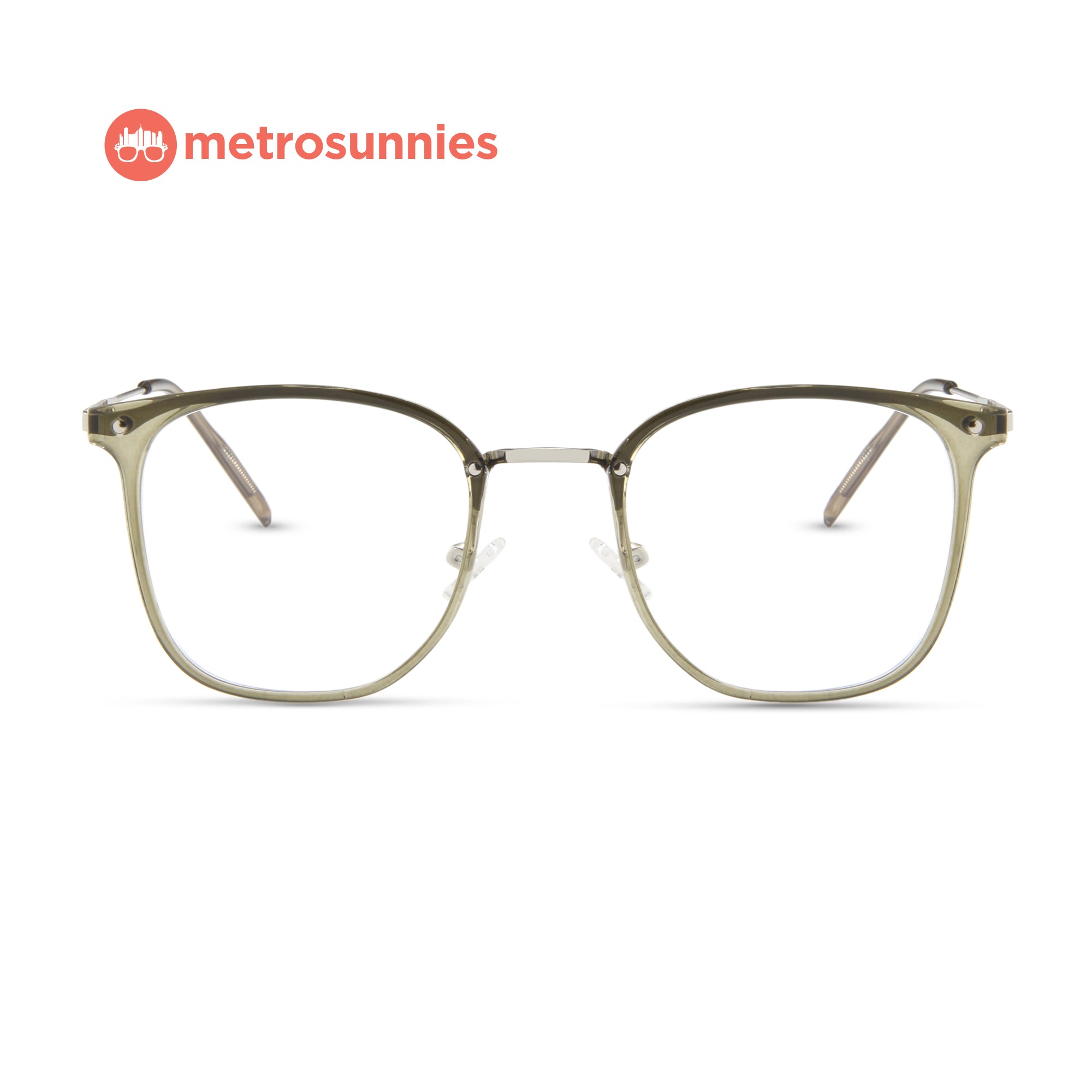 MetroSunnies Shelby Specs (Moss) Con-Strain Anti Radiation Replaceable Lens Eyeglasses Women Men Blue Light Eyewear