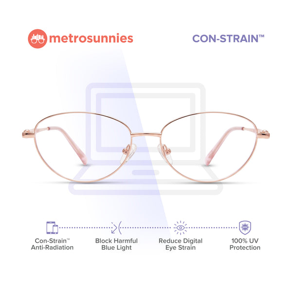MetroSunnies Sonny Oval Cat Eye Metal Eyeglasses Con-Strain Anti-Radiation Photochromic Specs