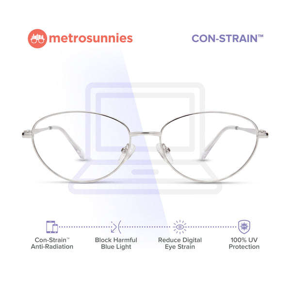 MetroSunnies Sonny Oval Cat Eye Metal Eyeglasses Con-Strain Anti-Radiation Photochromic Specs