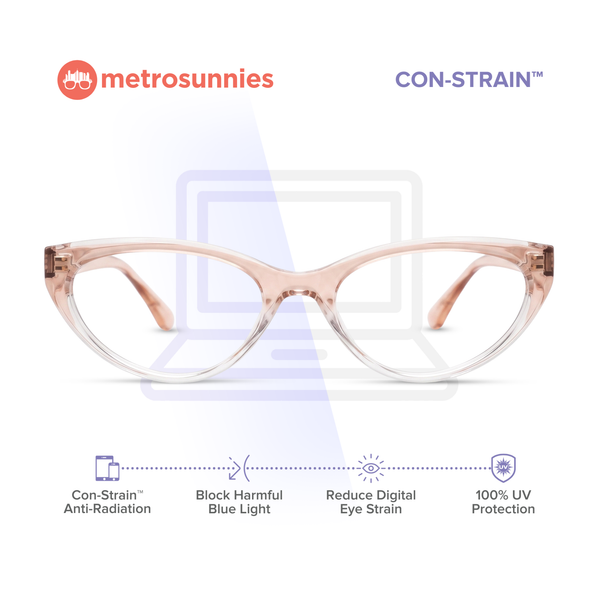 MetroSunnies Vega Cat Eye Con-Strain Anti-Radiation Photochromic Glasses Peach Crystal Gradient TR90