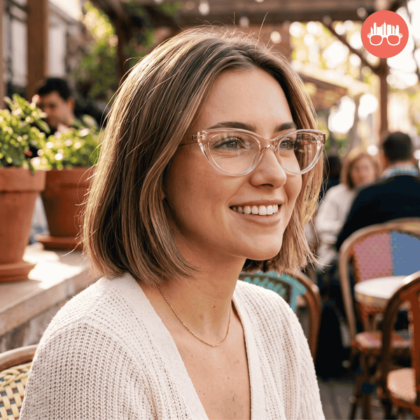 MetroSunnies Vega Cat Eye Con-Strain Anti-Radiation Photochromic Glasses Peach Crystal Gradient TR90