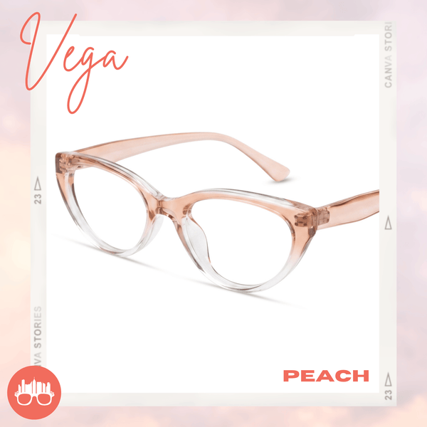 MetroSunnies Vega Cat Eye Con-Strain Anti-Radiation Photochromic Glasses Peach Crystal Gradient TR90