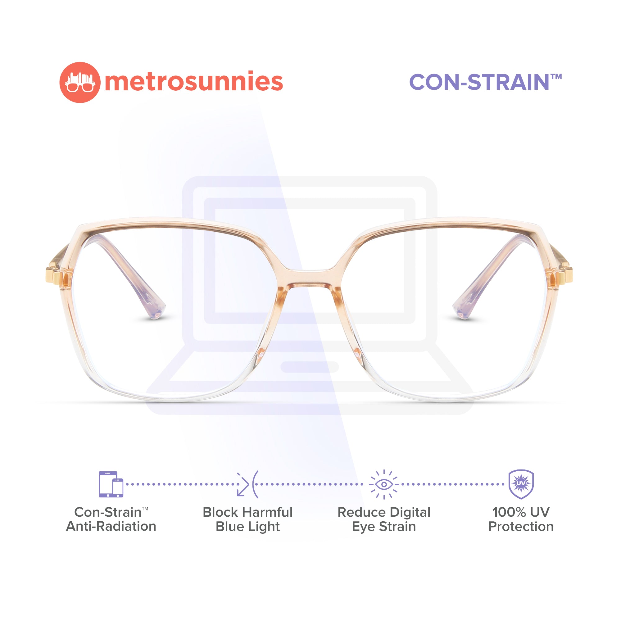 MetroSunnies Winnie Specs (Champagne) / Con-Strain Blue Light / Versairy / Anti-Radiation Eyeglasses