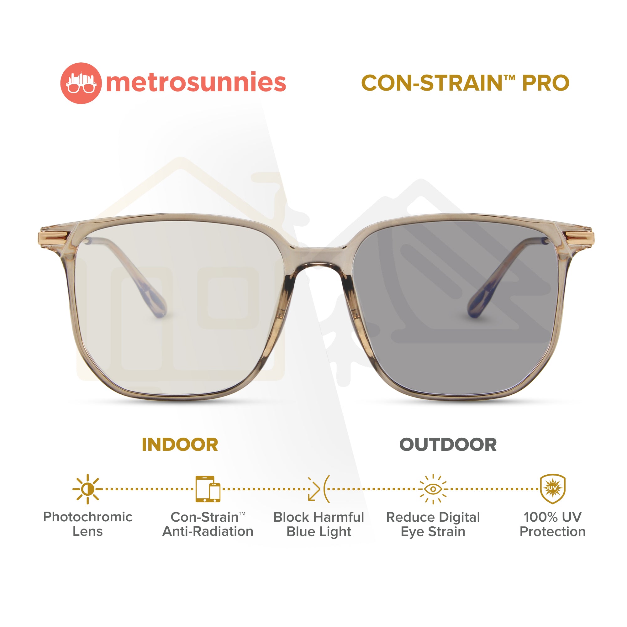 MetroSunnies Yuna Specs (Nude) Con-Strain Anti Radiation Eyeglasses Women Men Blue Light Eyewear