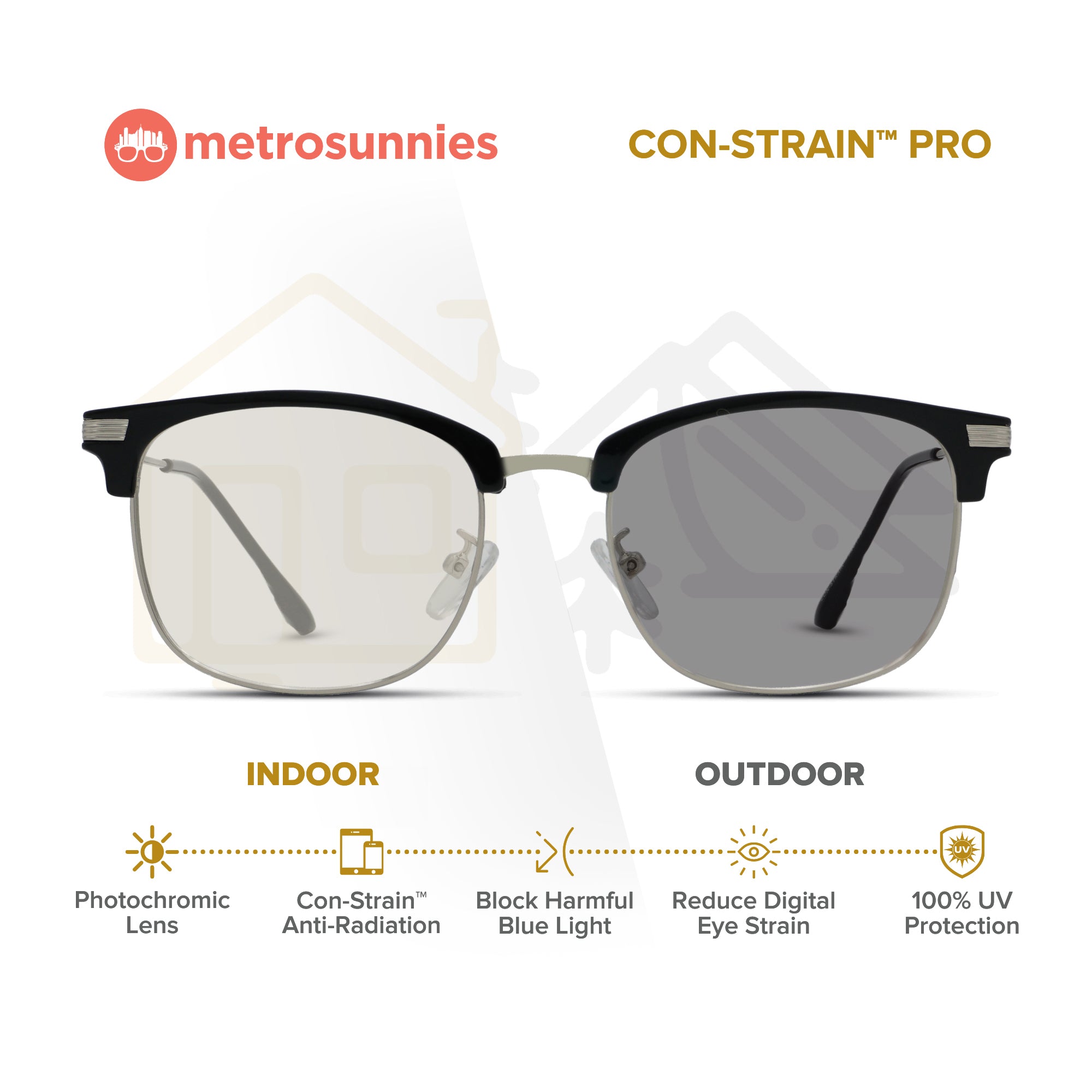transition and anti radiation glasses