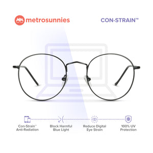 MetroSunnies Caesar Specs (Black) / Con-Strain Blue Light / Anti-Radiation Computer Eyeglasses