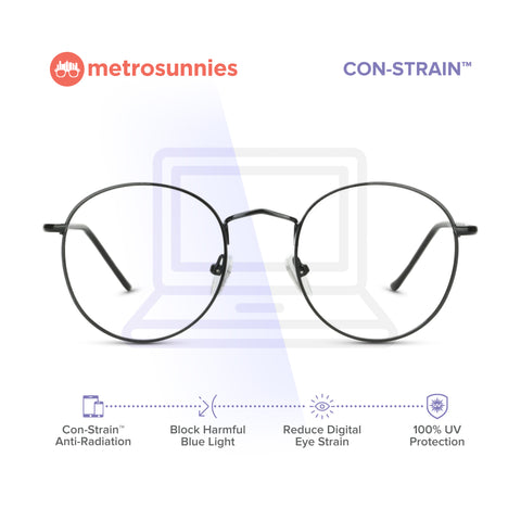 MetroSunnies Caesar Specs (Black) / Con-Strain Blue Light / Anti-Radiation Computer Eyeglasses