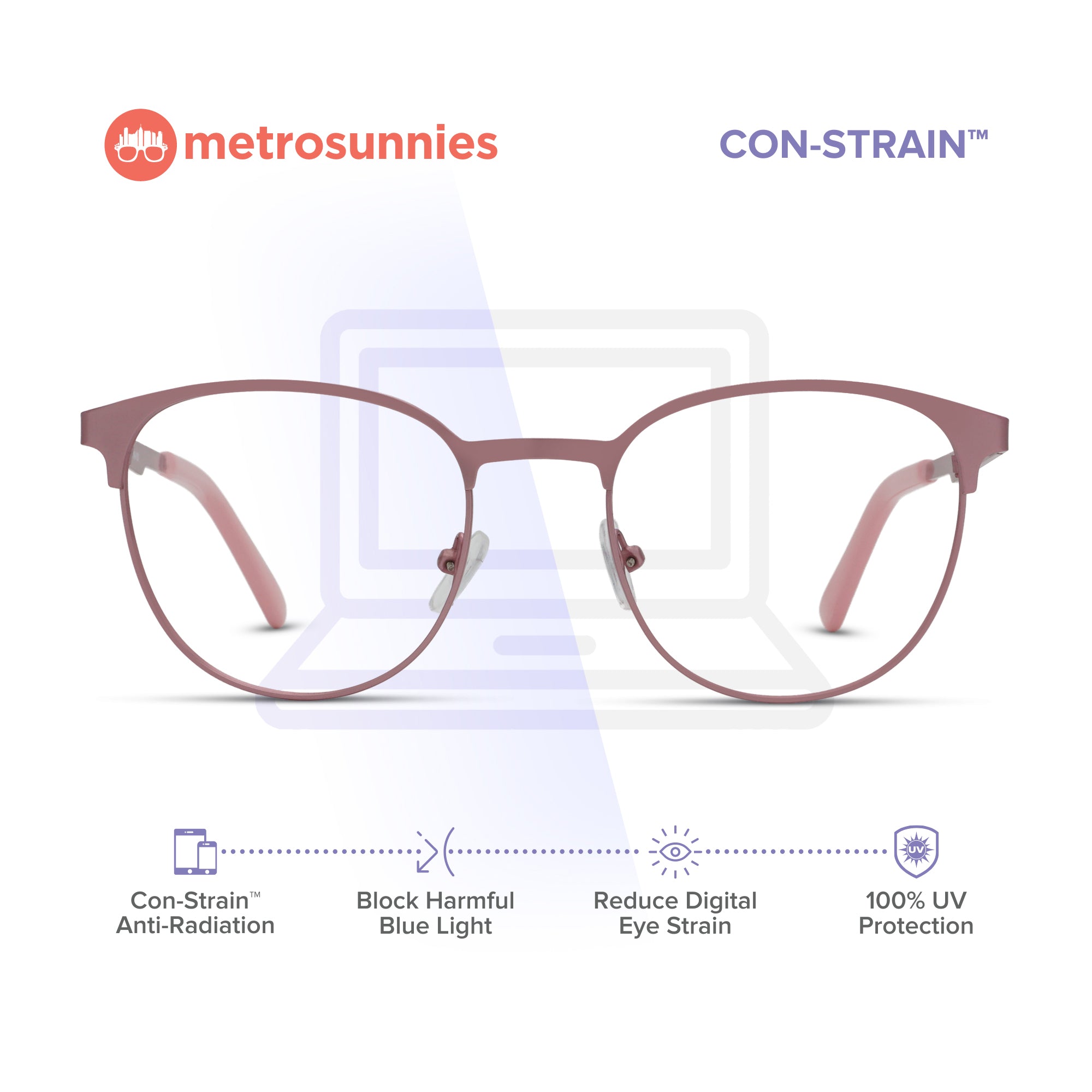 MetroSunnies Camilla Specs (Pink) / Replaceable Lens / Eyeglasses for Men and Women