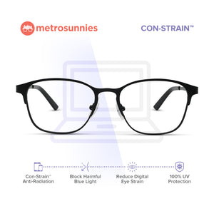 MetroSunnies Clay Specs (Black) / Con-Strain Blue Light / Anti-Radiation Computer Eyeglasses