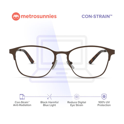 MetroSunnies Clay Specs (Brown) / Con-Strain Blue Light / Anti-Radiation Computer Eyeglasses