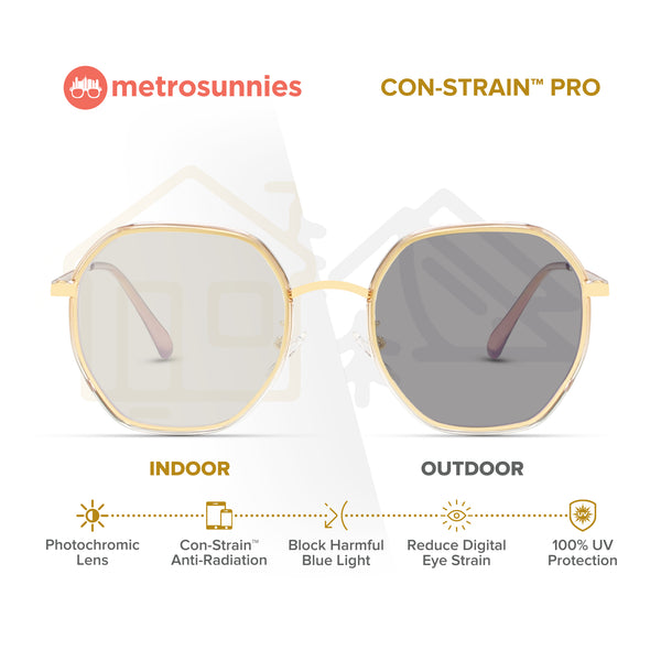 MetroSunnies Clyde Specs (Champagne) / Con-Strain Blue Light / Versairy / Anti-Radiation Eyeglasses