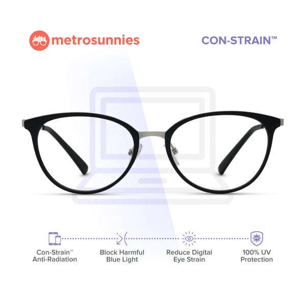 MetroSunnies Czarina Specs (Black) / Con-Strain Blue Light / Versairy / Anti-Radiation Eyeglasses