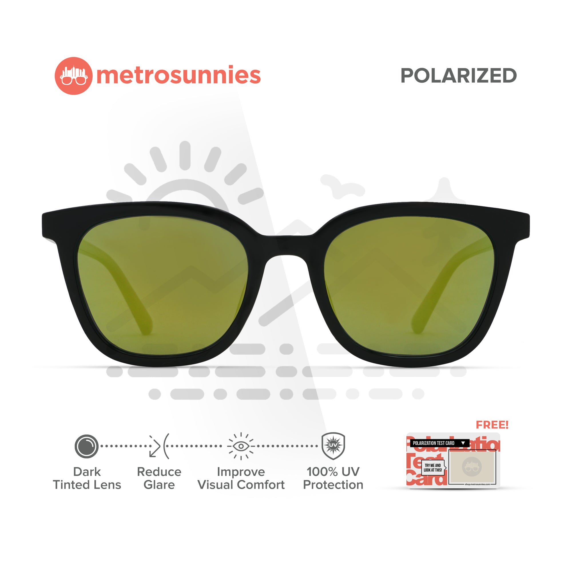 MetroSunnies Dewey Sunnies (Lime) / Polarized Sunglasses UV400 / Fashion Eyewear for Men and Women