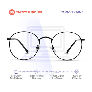 MetroSunnies Dreamer Specs (Black) / Con-Strain Blue Light / Anti-Radiation Computer Eyeglasses