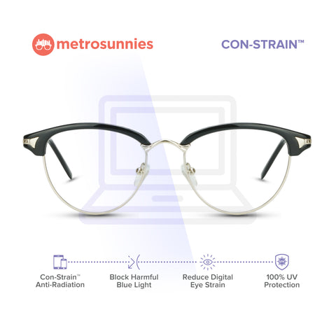 MetroSunnies Duchess Specs (Black) / Con-Strain Blue Light / Anti-Radiation Computer Eyeglasses