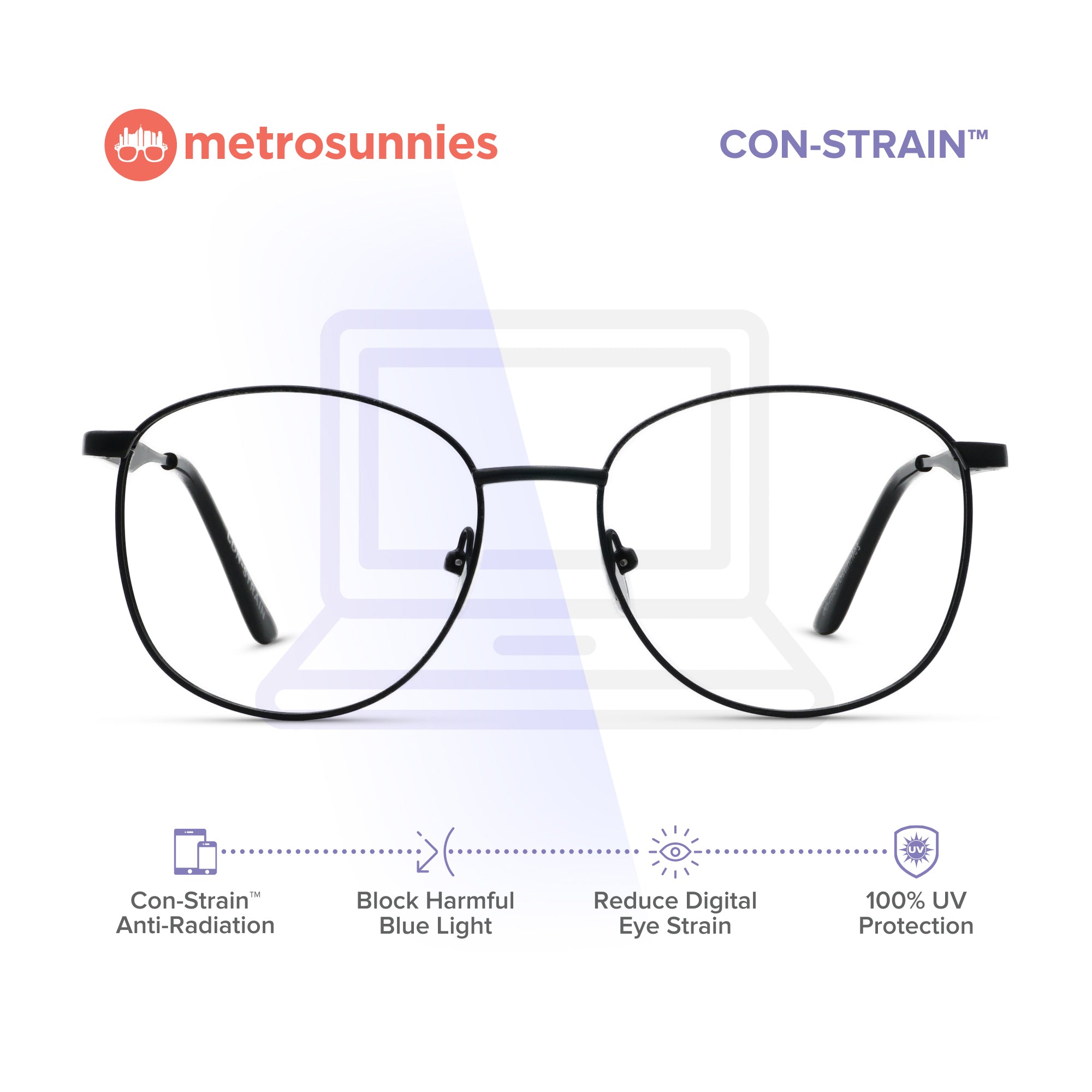 MetroSunnies Ellie Specs (Black) / Replaceable Lens / Eyeglasses for Men and Women