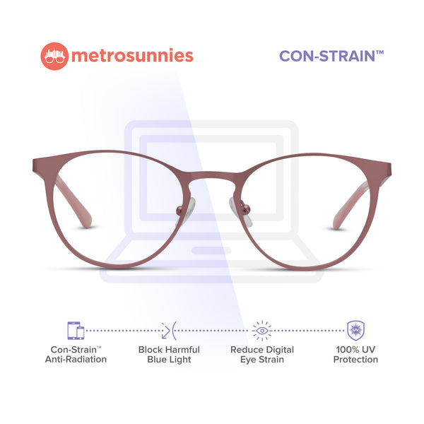 MetroSunnies Geri Specs (Pink) / Con-Strain Blue Light / Anti-Radiation Computer Eyeglasses