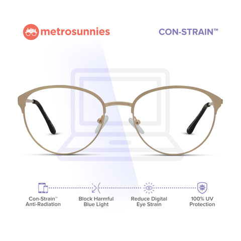 MetroSunnies Harlan Specs (Gold) / Con-Strain Blue Light / Anti-Radiation Computer Eyeglasses