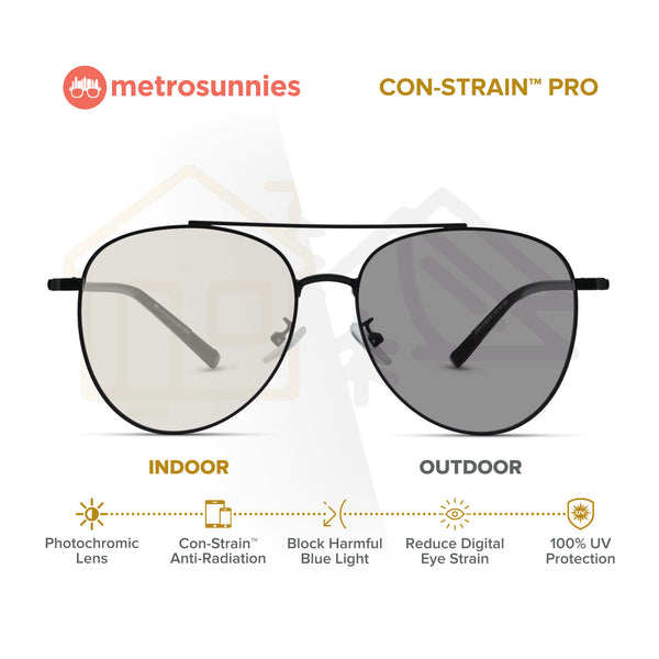 MetroSunnies Hyde Specs (Black) / Con-Strain Blue Light / Anti-Radiation Computer Eyeglasses