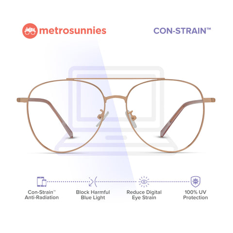 MetroSunnies Hyde Specs (Rose Gold) / Con-Strain Blue Light / Anti-Radiation Computer Eyeglasses