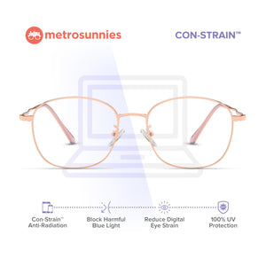 MetroSunnies Iggy Specs (Rose Gold) / Con-Strain Blue Light / Anti-Radiation Computer Eyeglasses