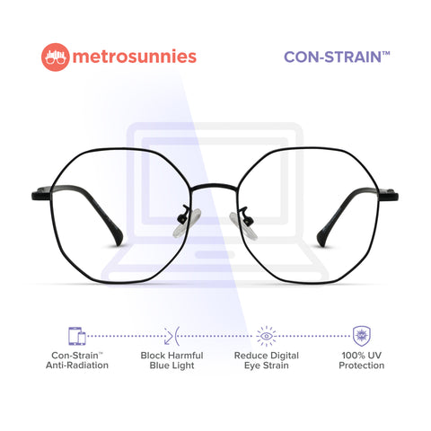 MetroSunnies Ike Specs (Black) / Con-Strain Blue Light / Anti-Radiation Computer Eyeglasses