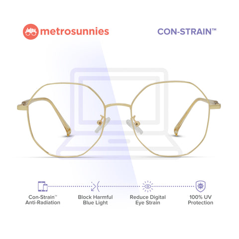 MetroSunnies Ike Specs (Gold) / Con-Strain Blue Light / Anti-Radiation Computer Eyeglasses