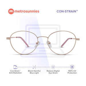 MetroSunnies Ingrid Specs (Rose Gold) / Replaceable Lens / Eyeglasses for Men and Women