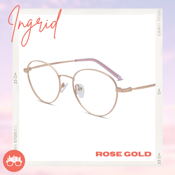 MetroSunnies Ingrid Specs (Rose Gold) / Replaceable Lens / Eyeglasses for Men and Women