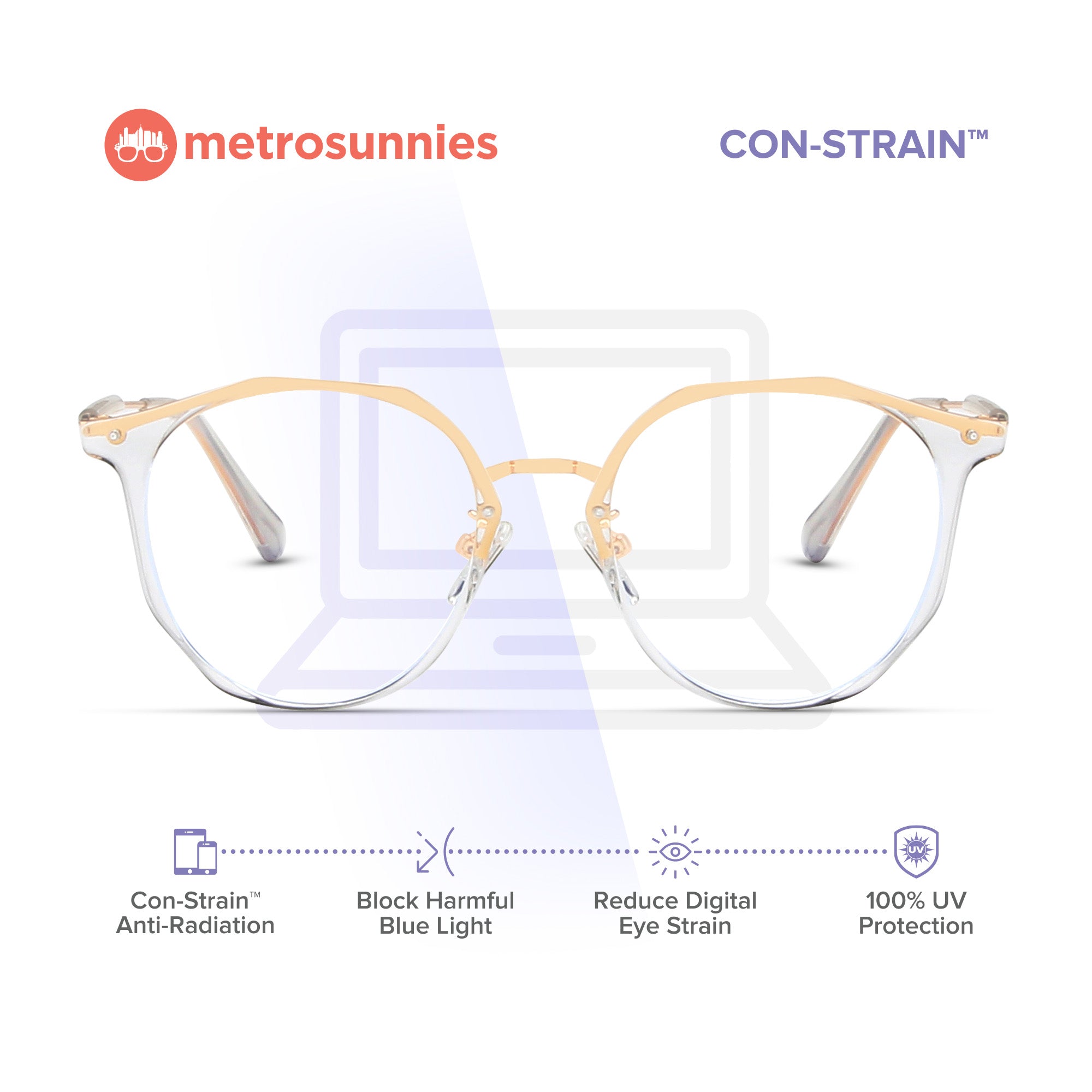 MetroSunnies Isla Specs (Clear) / Con-Strain Blue Light / Versairy / Anti-Radiation Eyeglasses