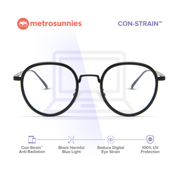 MetroSunnies Jessie Specs (Black) / Replaceable Lens / Eyeglasses for Men and Women