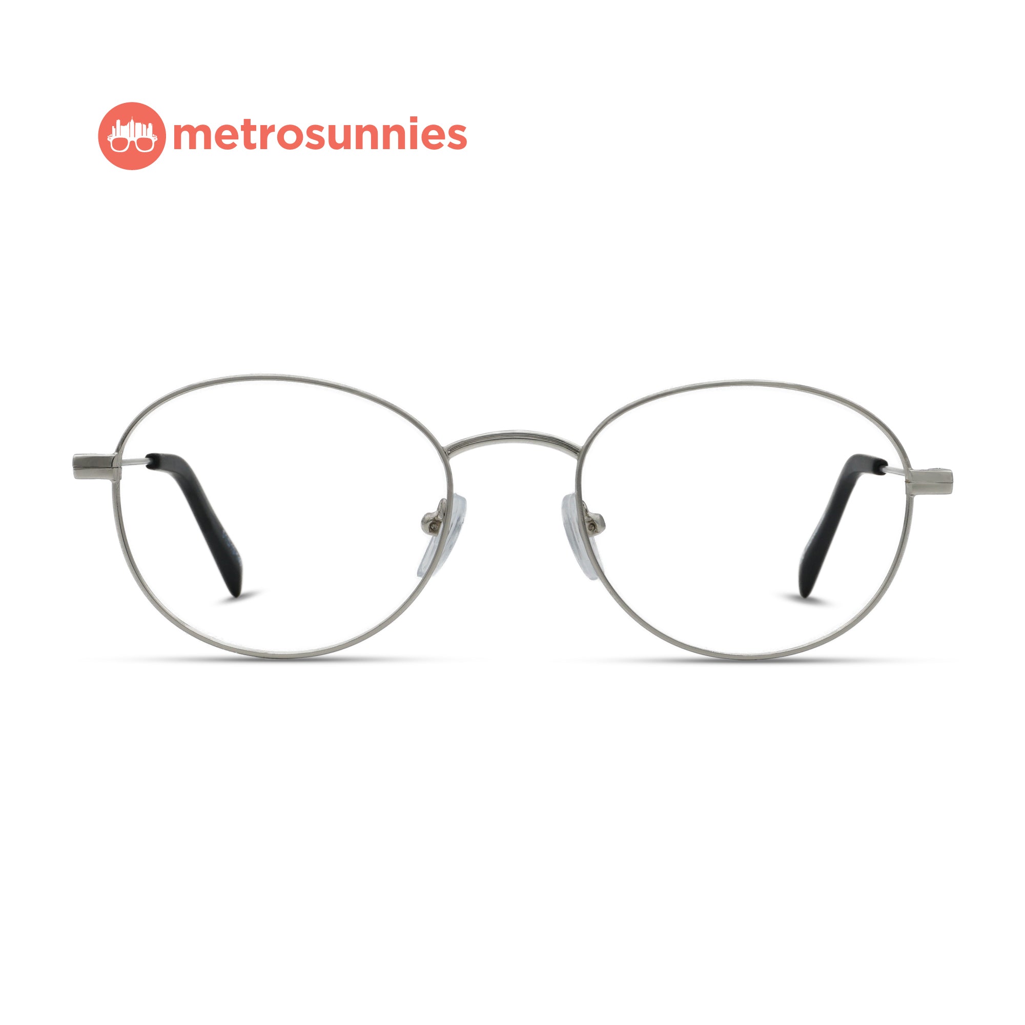 MetroSunnies Jet Specs (Silver) / Replaceable Lens / Eyeglasses for Men and Women