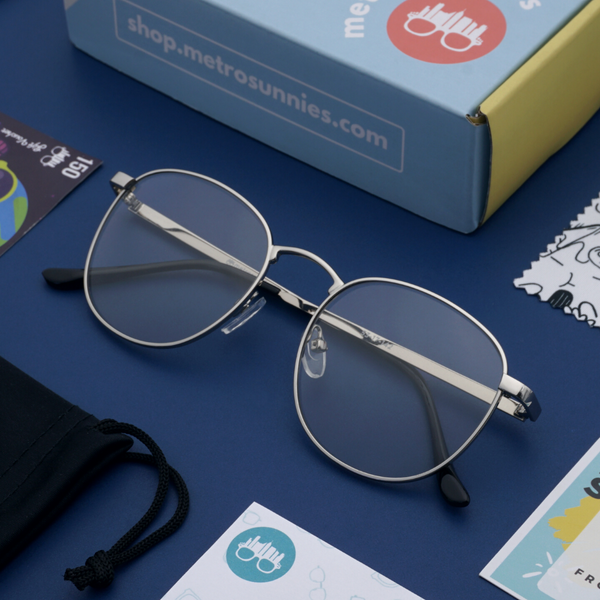 MetroSunnies Jonah Specs (Silver) / Replaceable Lens / Eyeglasses for Men and Women