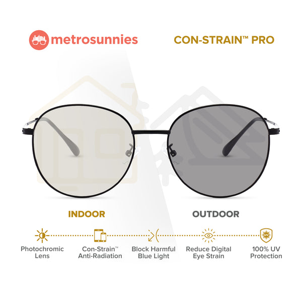 MetroSunnies Kaiser Specs (Black) / Con-Strain Blue Light / Anti-Radiation Computer Eyeglasses