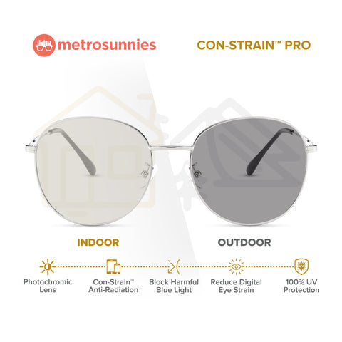 MetroSunnies Kaiser Specs (Silver) / Con-Strain Blue Light / Anti-Radiation Computer Eyeglasses