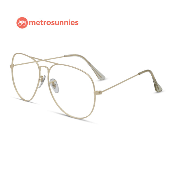 MetroSunnies Kennedy Specs (Gold) / Replaceable Lens / Eyeglasses for Men and Women